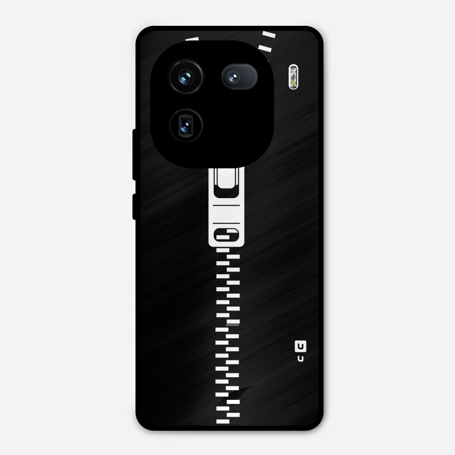 Black Zipper Metal Back Case for iQOO 12