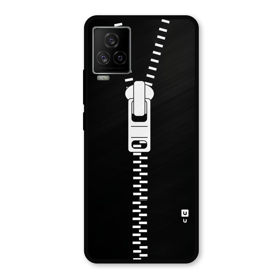 Black Zipper Metal Back Case for iQOO 7 Legend 5G