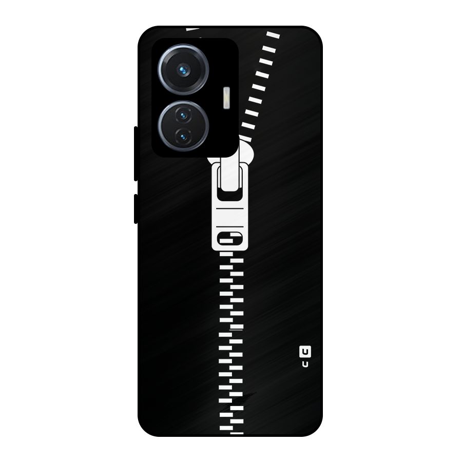Black Zipper Metal Back Case for iQOO Z6 44W