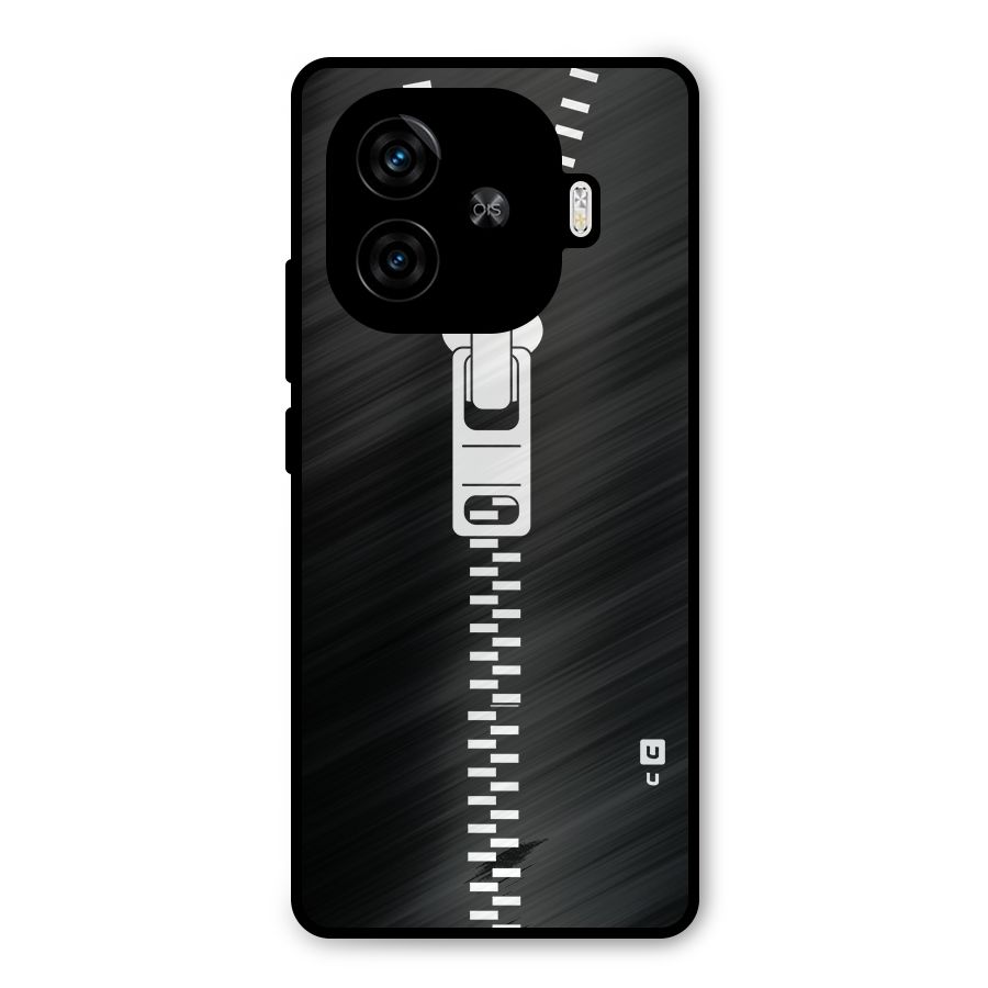 Black Zipper Metal Back Case for iQOO Z9 Turbo