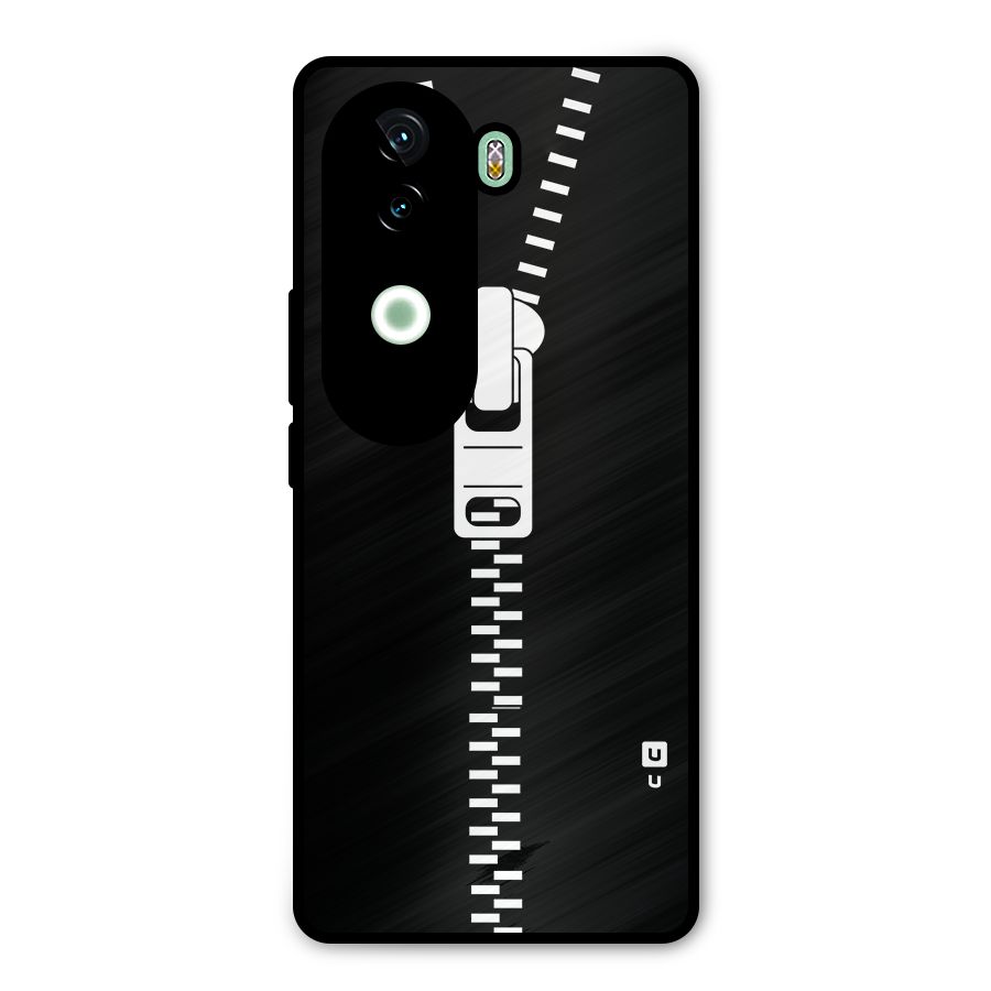 Black Zipper Metal Back Case for iQOO Z9s