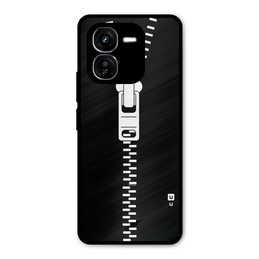 Black Zipper Metal Back Case for iQOO Z9x