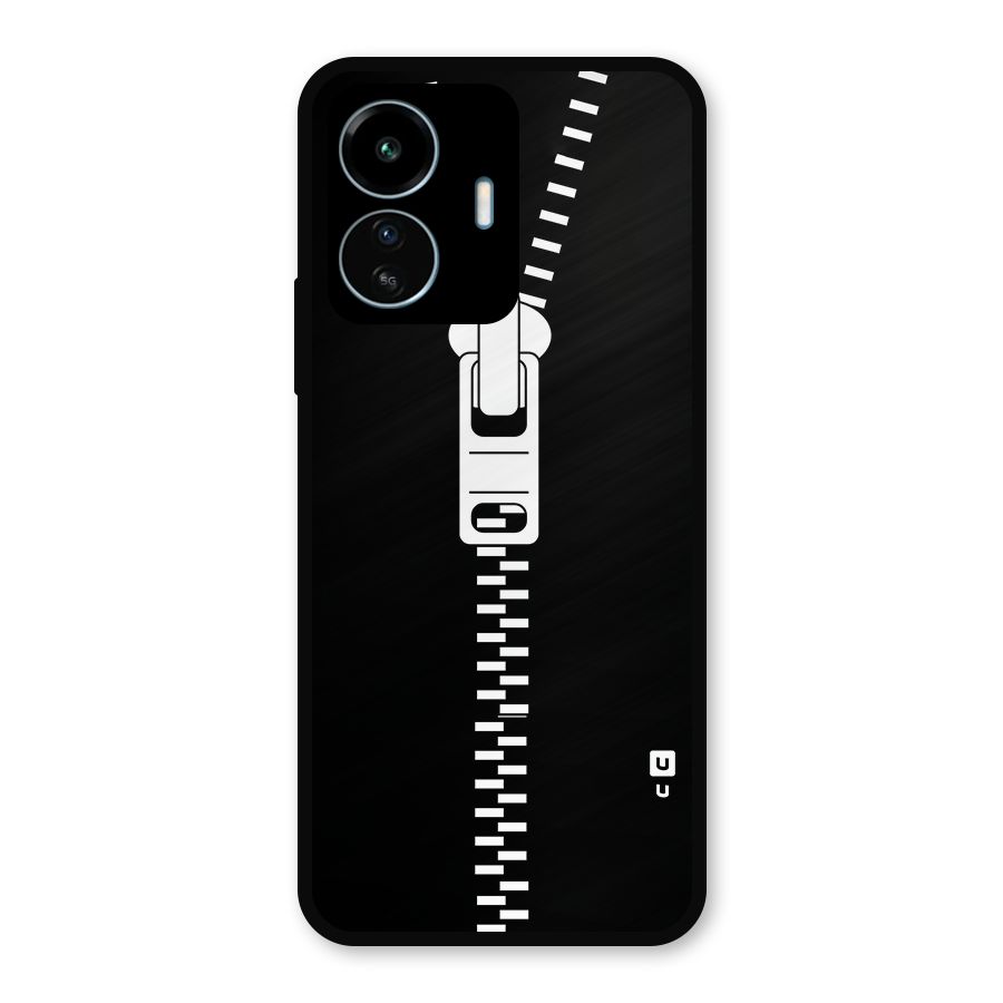 Black Zipper Metal Back Case for vivo iQOO Z6 Lite 5G