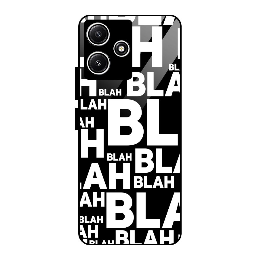 Blah Blah Pattern Glass Back Case for Redmi 12 5G