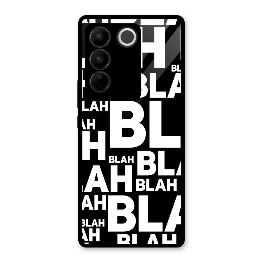Blah Blah Pattern Glass Back Case for Vivo V27 Pro