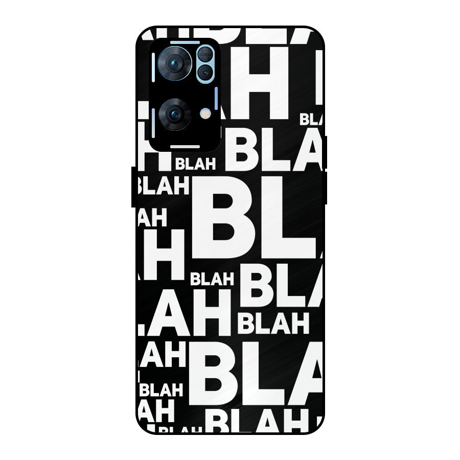 Blah Blah Pattern Metal Back Case for Oppo Reno7 Pro 5G