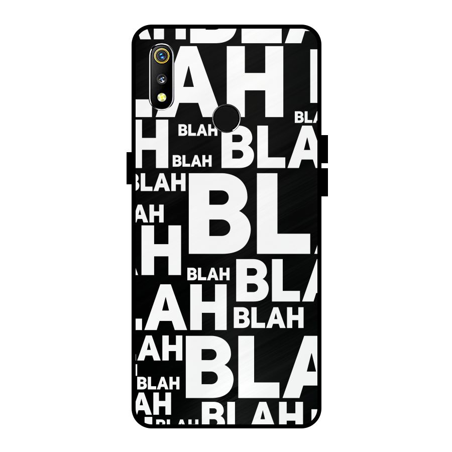 Blah Blah Pattern Metal Back Case for Realme 3i