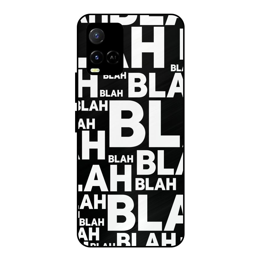 Blah Blah Pattern Metal Back Case for Vivo Y21 2021