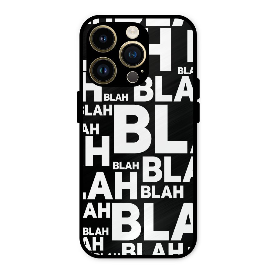 Blah Blah Pattern Metal Back Case for iPhone 14 Pro
