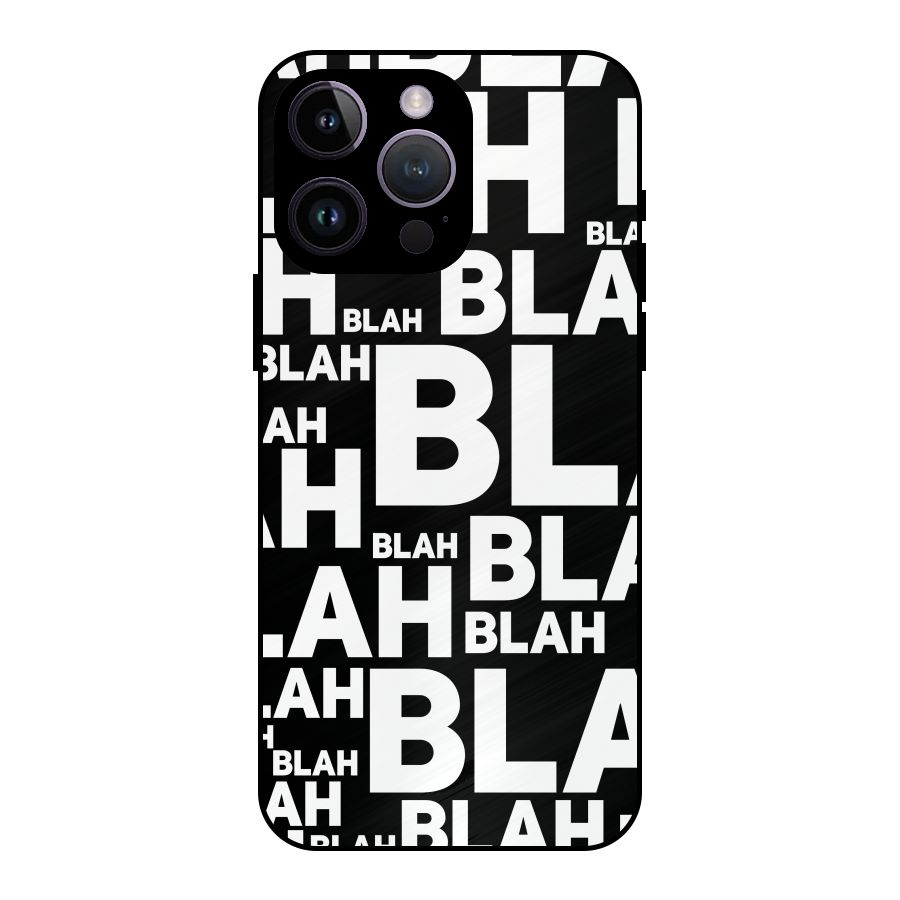 Blah Blah Pattern Metal Back Case for iPhone 14 Pro Max