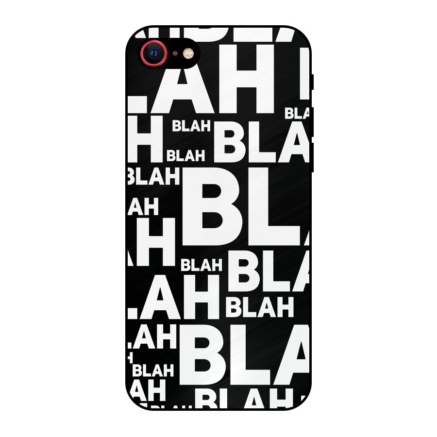 Blah Blah Pattern Metal Back Case for iPhone SE 2020