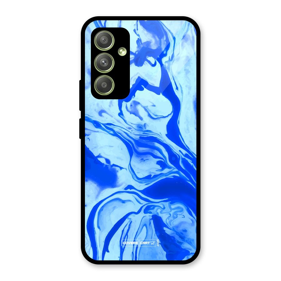 Blaze Blue Marble Texture Glass Back Case for Galaxy A54
