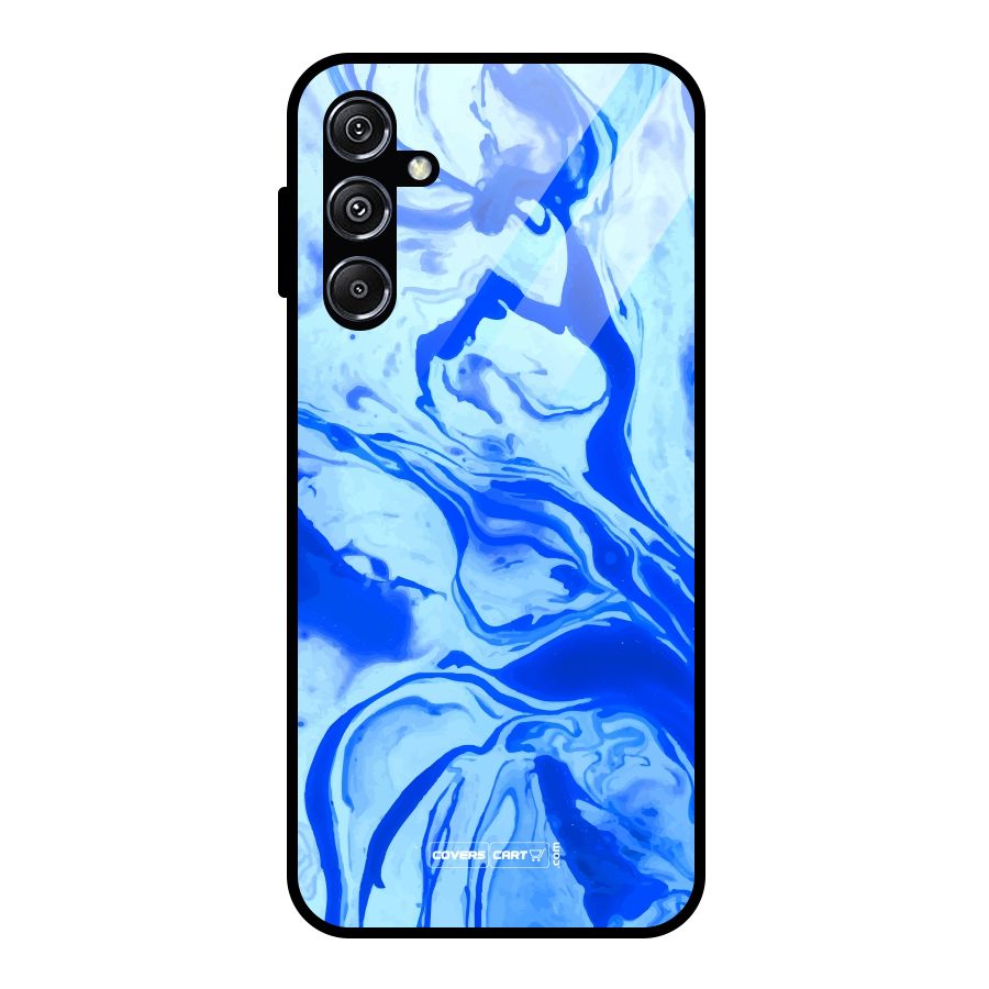 Blaze Blue Marble Texture Glass Back Case for Galaxy M34 5G