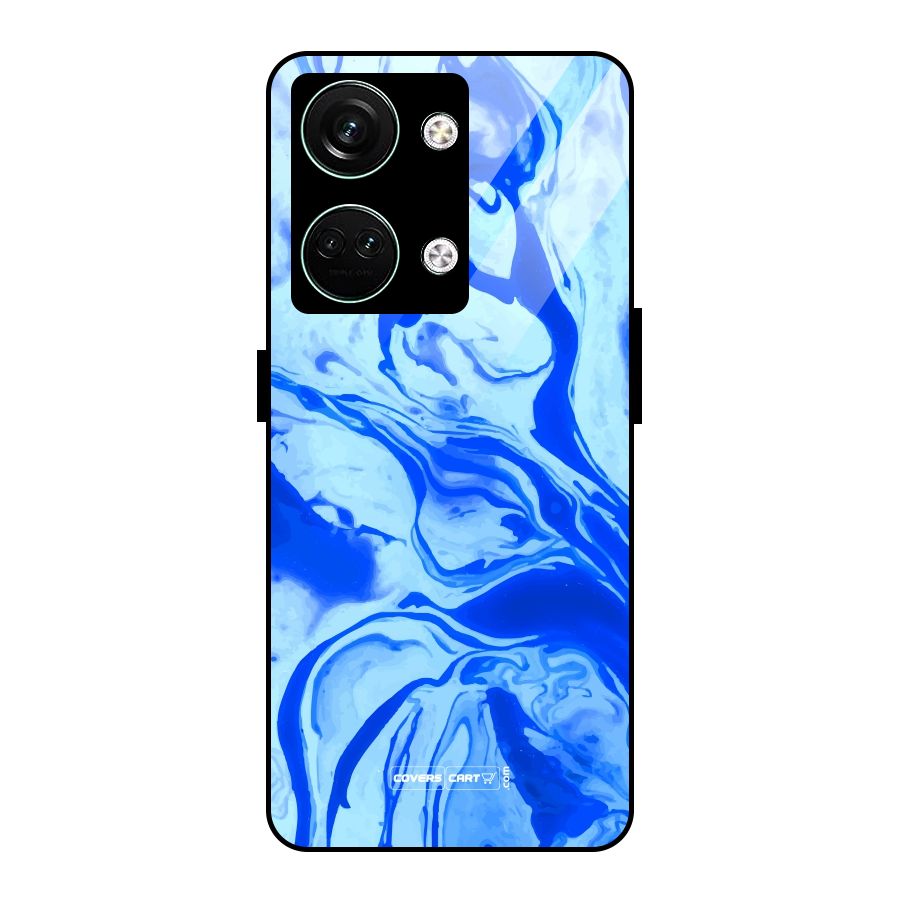 Blaze Blue Marble Texture Glass Back Case for Oneplus Nord 3