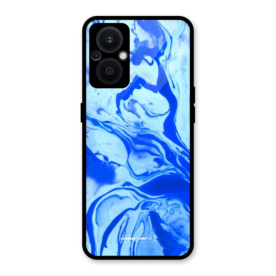 Blaze Blue Marble Texture Glass Back Case for Oppo F21s Pro 5G