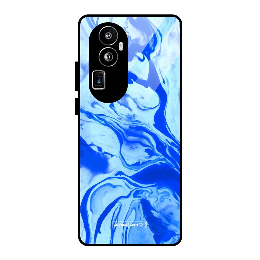 Blaze Blue Marble Texture Glass Back Case for Oppo Reno10 Pro Plus