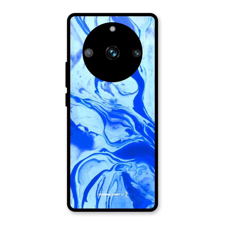 Blaze Blue Marble Texture Glass Back Case for Realme 11 Pro Plus