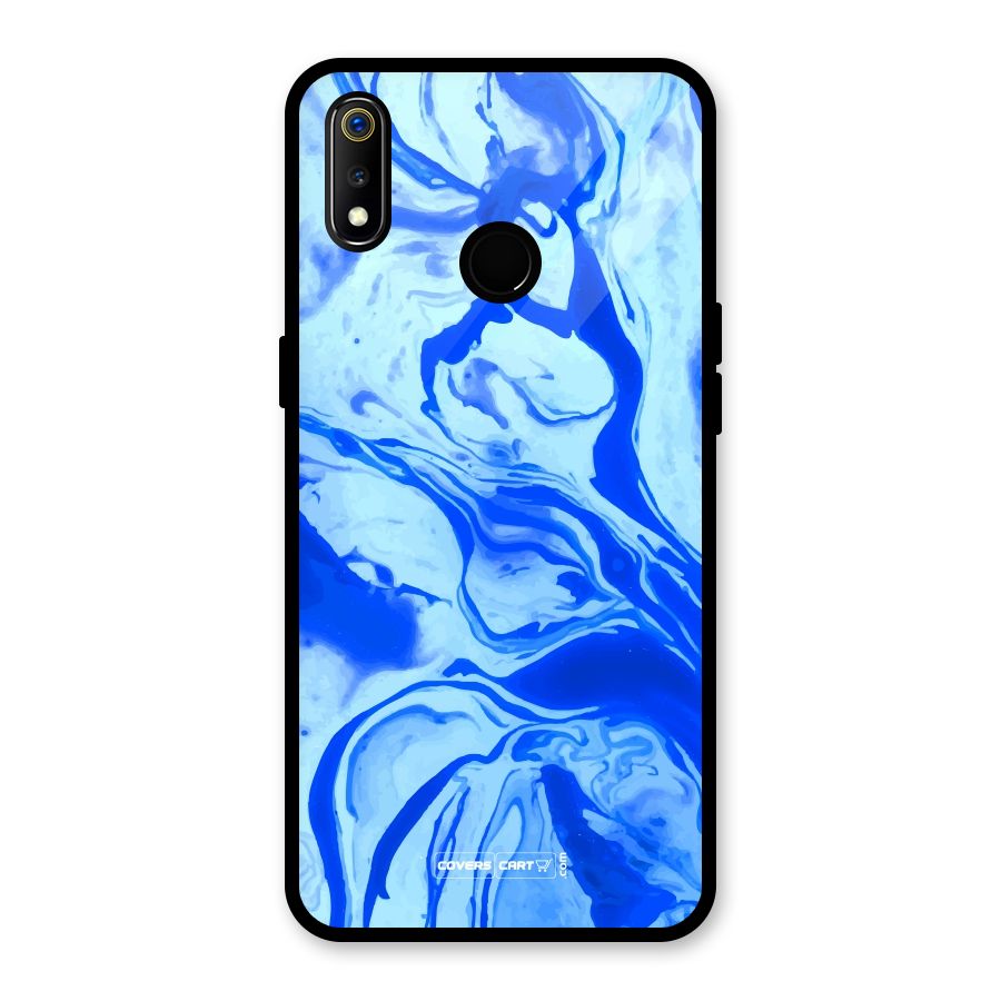 Blaze Blue Marble Texture Glass Back Case for Realme 3i