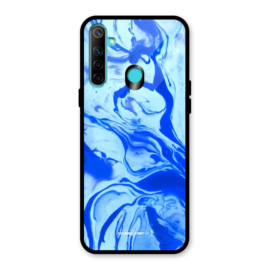 Blaze Blue Marble Texture Glass Back Case for Realme 5i
