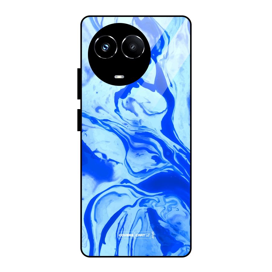 Blaze Blue Marble Texture Glass Back Case for Realme Narzo 60X