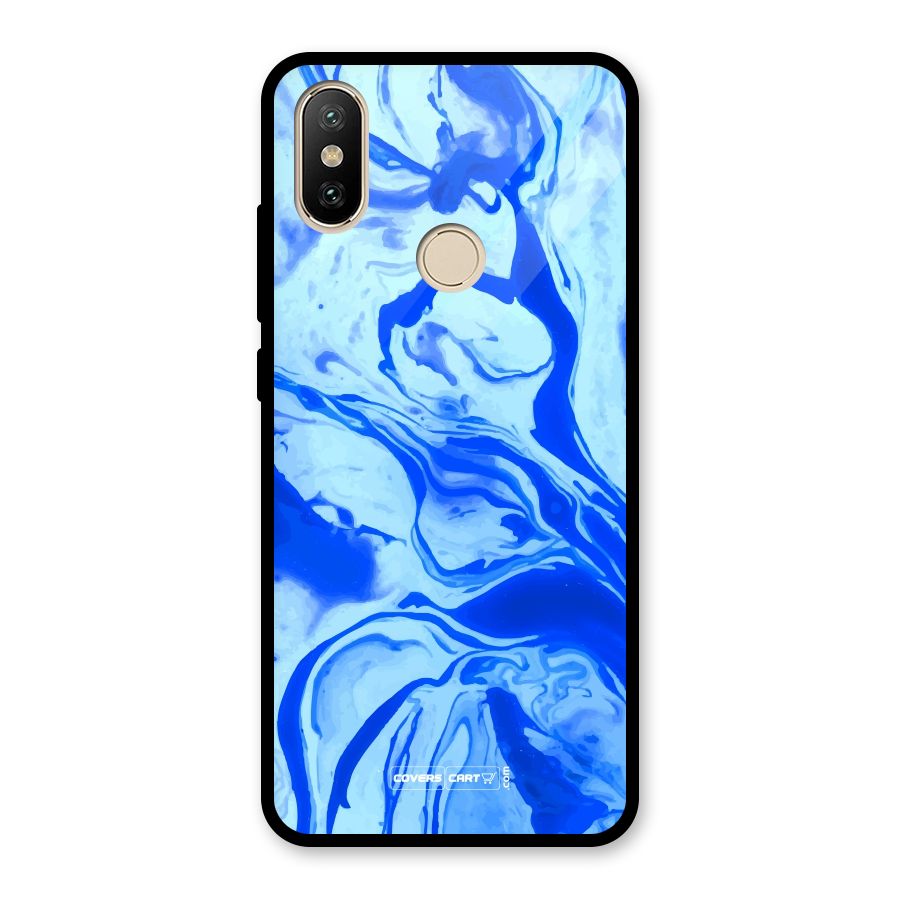 Blaze Blue Marble Texture Glass Back Case for Redmi A2