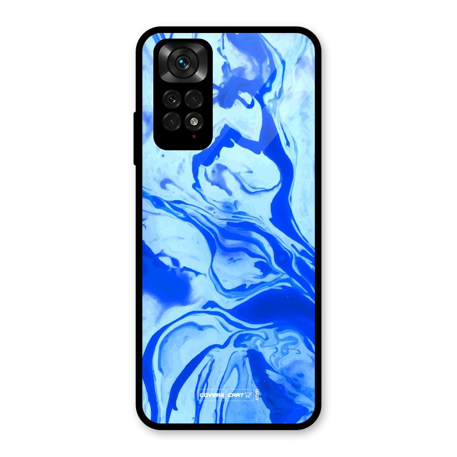 Blaze Blue Marble Texture Glass Back Case for Redmi Note 11S