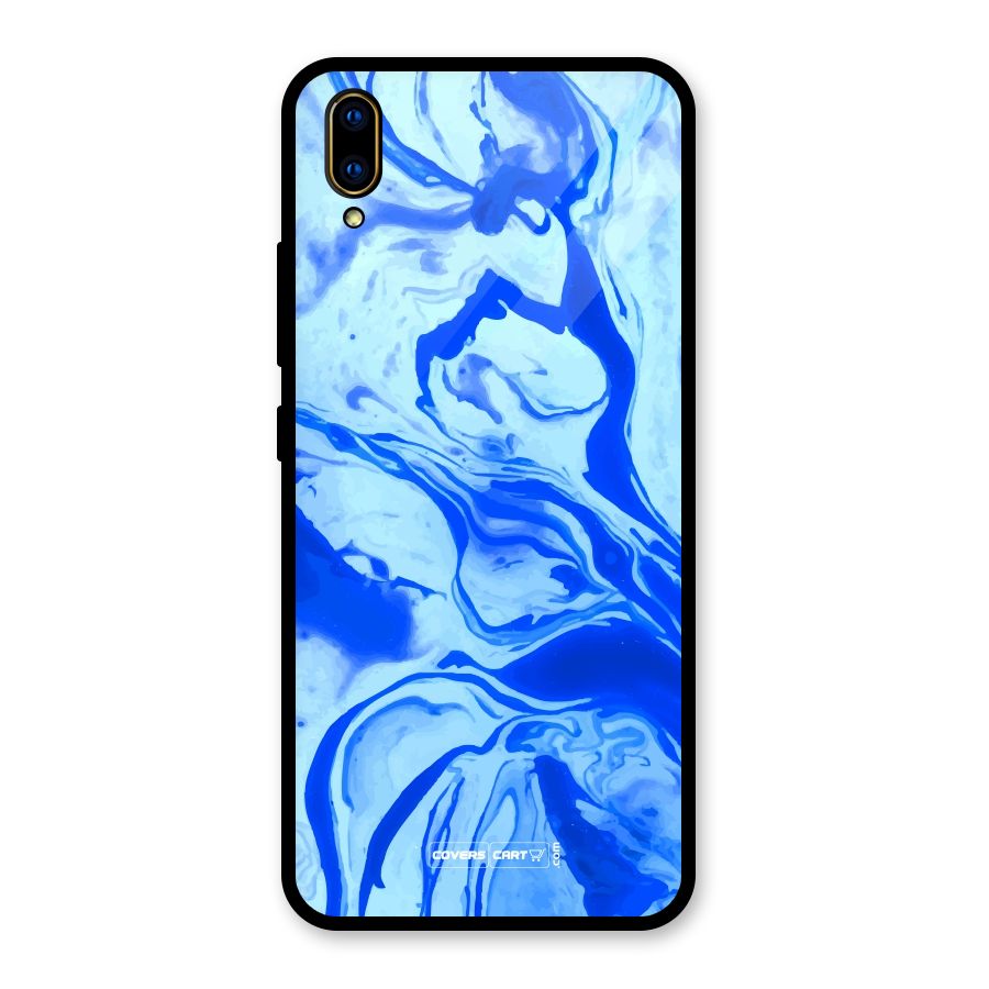 Blaze Blue Marble Texture Glass Back Case for Vivo V11 Pro