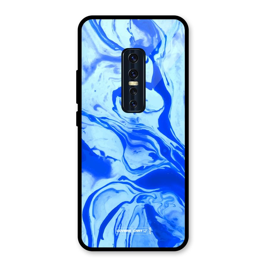 Blaze Blue Marble Texture Glass Back Case for Vivo V17 Pro