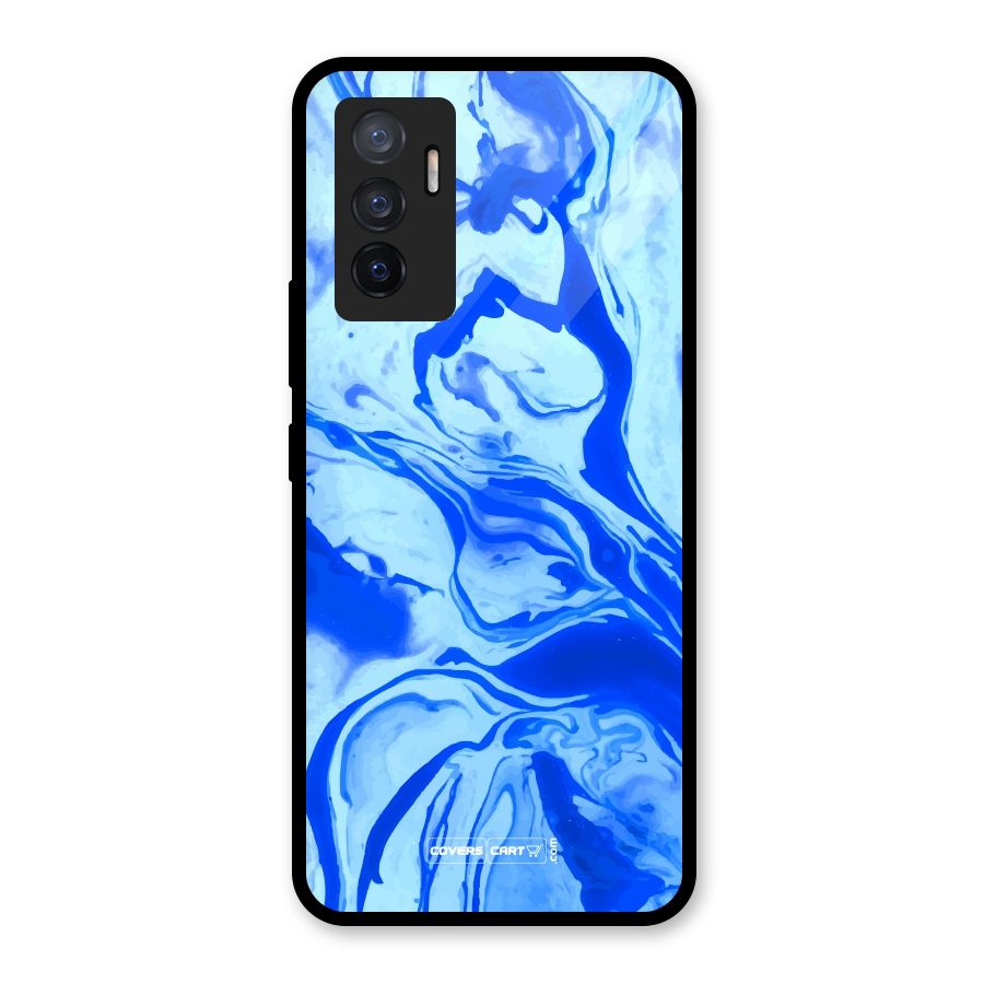 Blaze Blue Marble Texture Glass Back Case for Vivo V23e