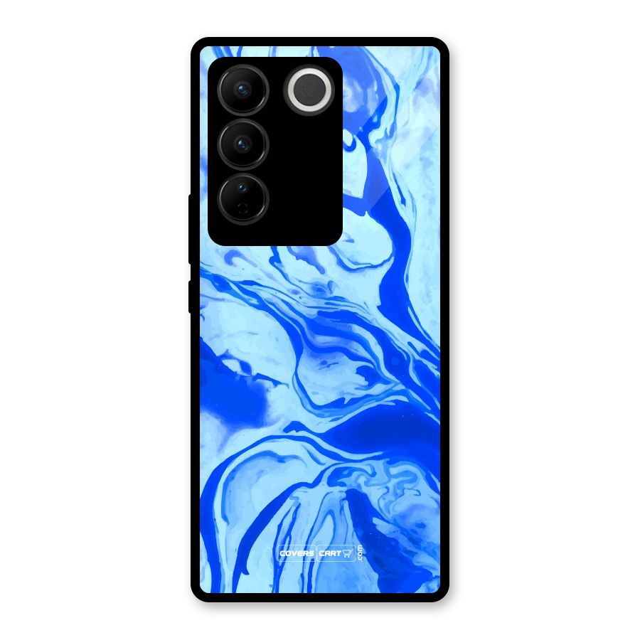 Blaze Blue Marble Texture Glass Back Case for Vivo V27