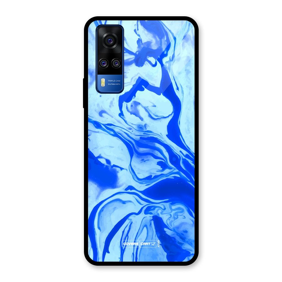 Blaze Blue Marble Texture Glass Back Case for Vivo Y31
