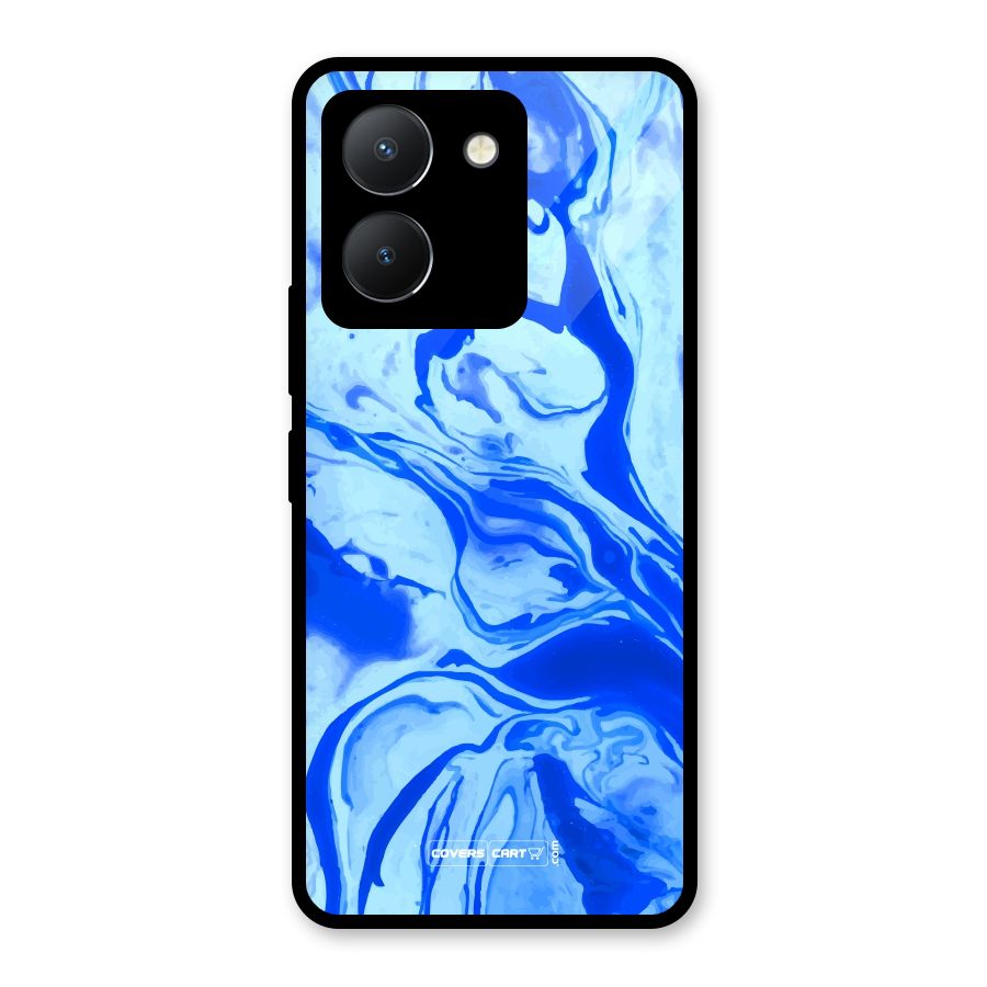Blaze Blue Marble Texture Glass Back Case for Vivo Y36