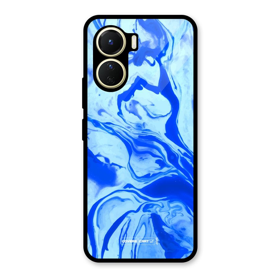 Blaze Blue Marble Texture Glass Back Case for Vivo Y56