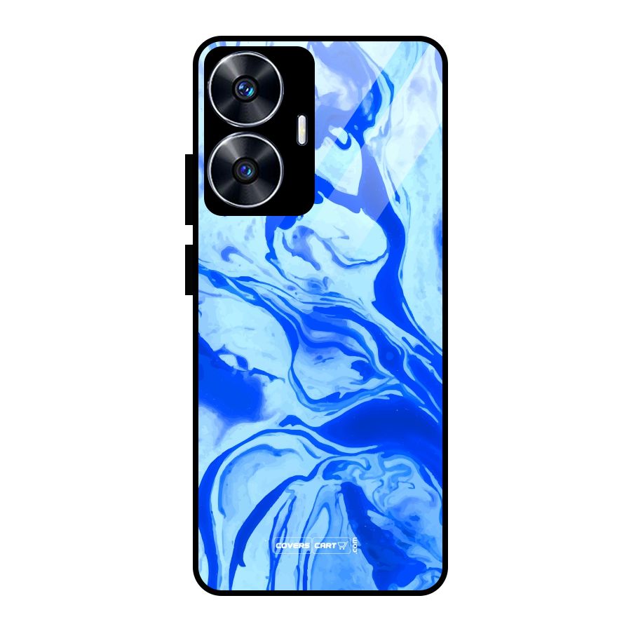 Blaze Blue Marble Texture Glass Back Case for realme C55