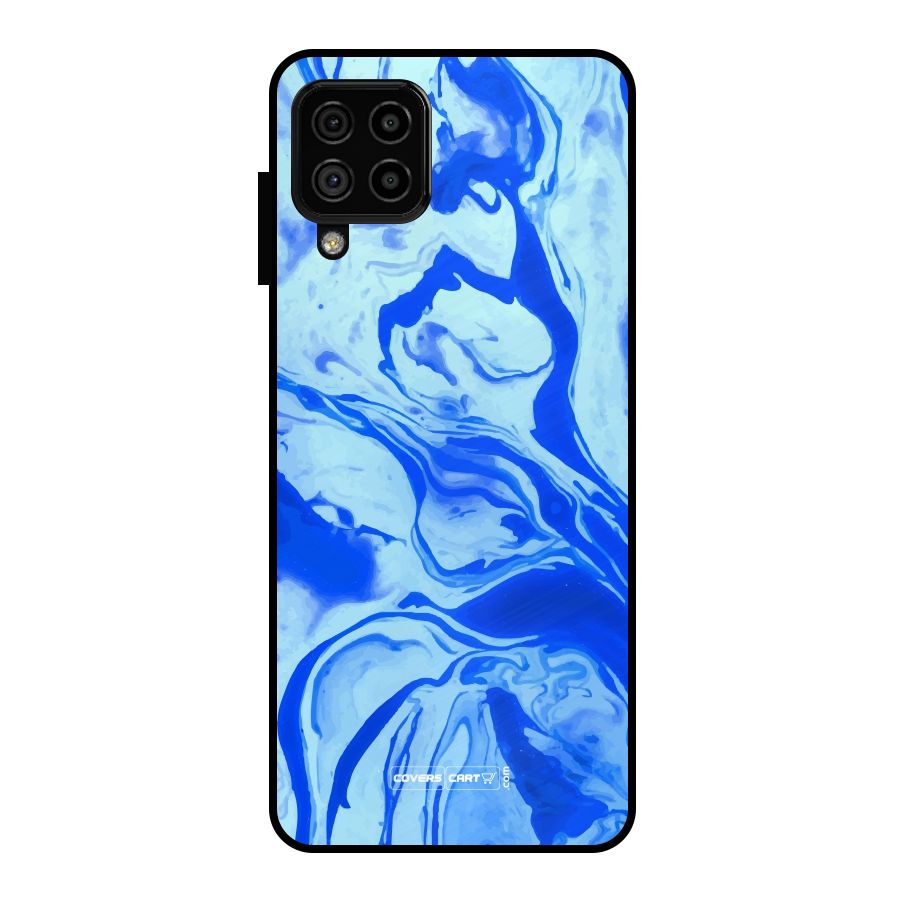 Blaze Blue Marble Texture Metal Back Case for Galaxy A22 4G