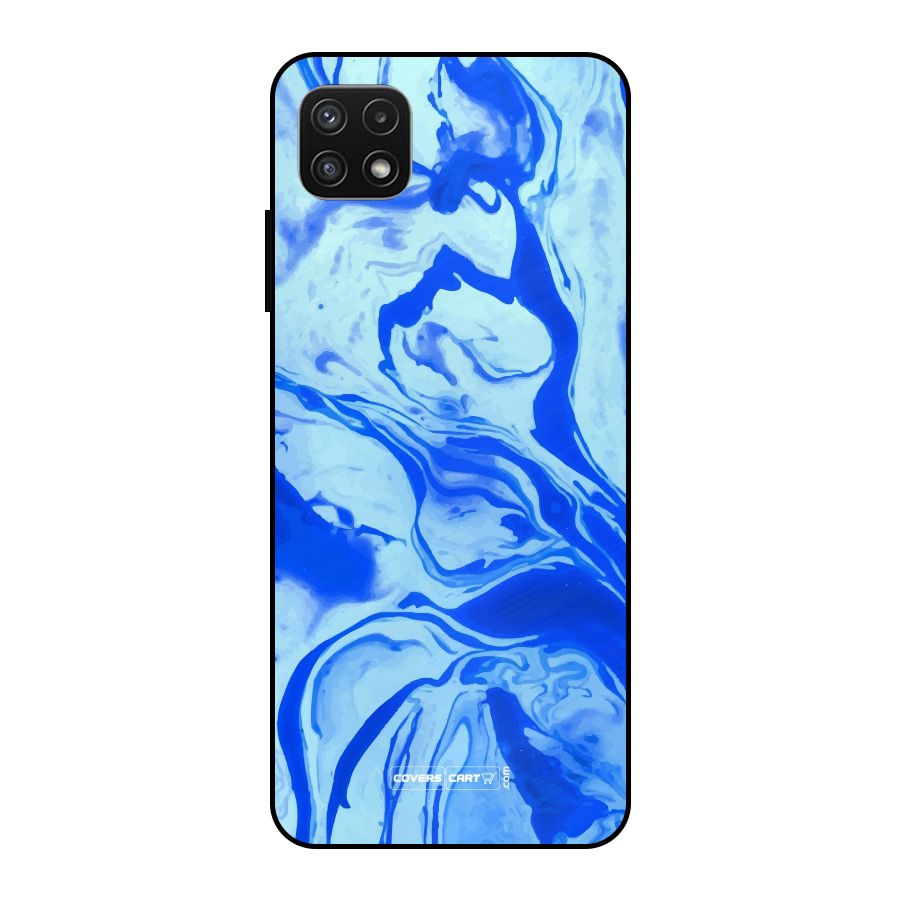 Blaze Blue Marble Texture Metal Back Case for Galaxy A22 5G