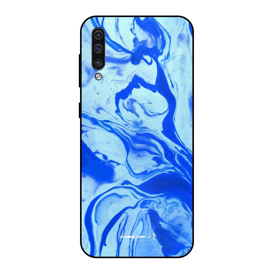 Blaze Blue Marble Texture Metal Back Case for Galaxy A30s