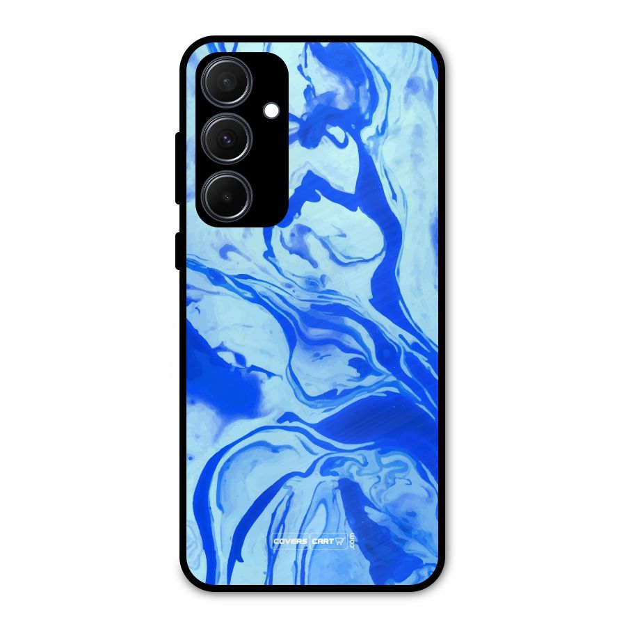 Blaze Blue Marble Texture Metal Back Case for Galaxy A35
