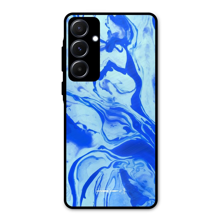 Blaze Blue Marble Texture Metal Back Case for Galaxy A55
