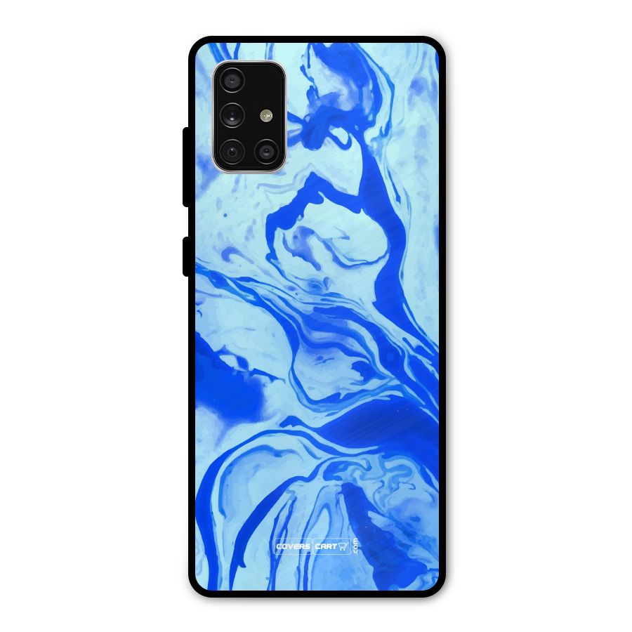 Blaze Blue Marble Texture Metal Back Case for Galaxy A71