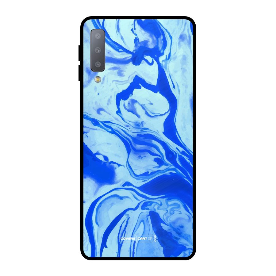 Blaze Blue Marble Texture Metal Back Case for Galaxy A7 (2018)