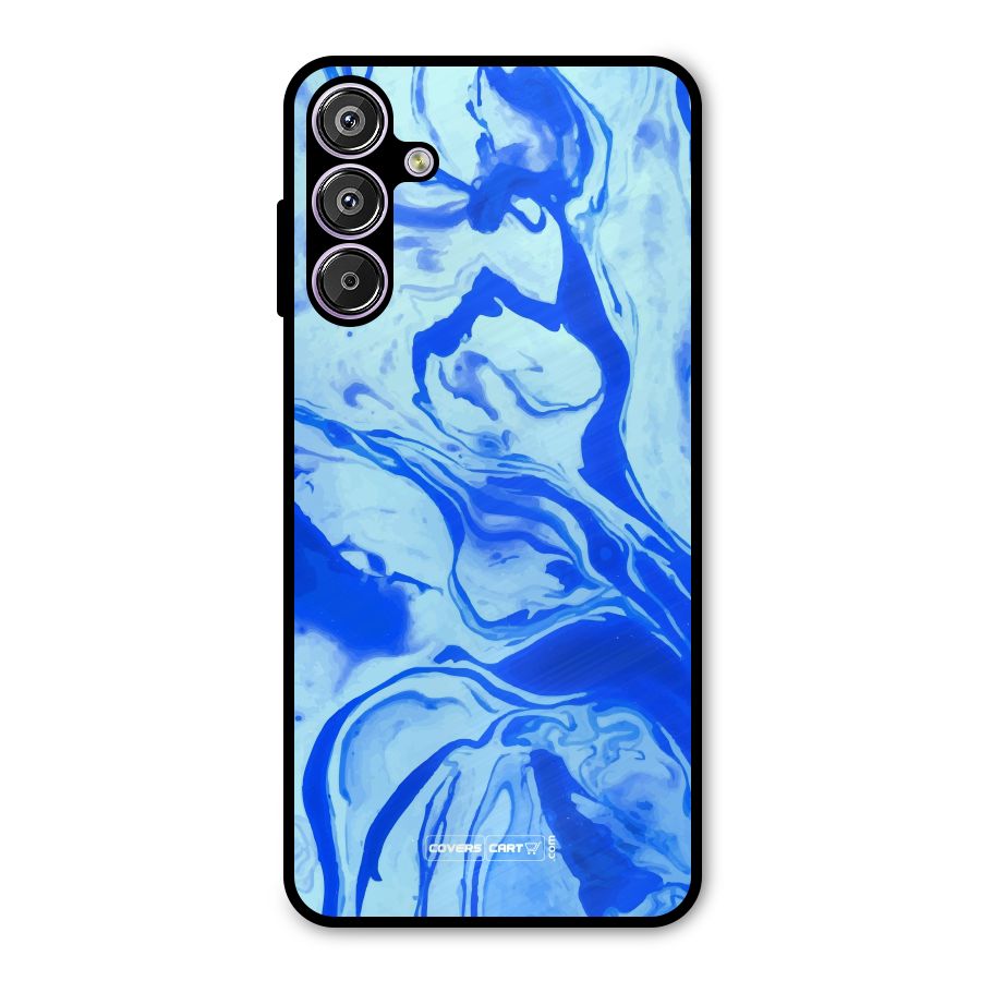 Blaze Blue Marble Texture Metal Back Case for Galaxy M15