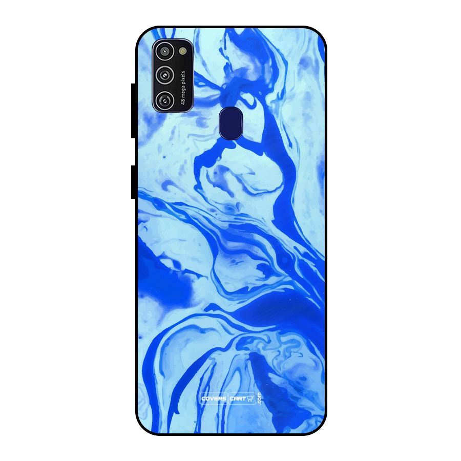 Blaze Blue Marble Texture Metal Back Case for Galaxy M21