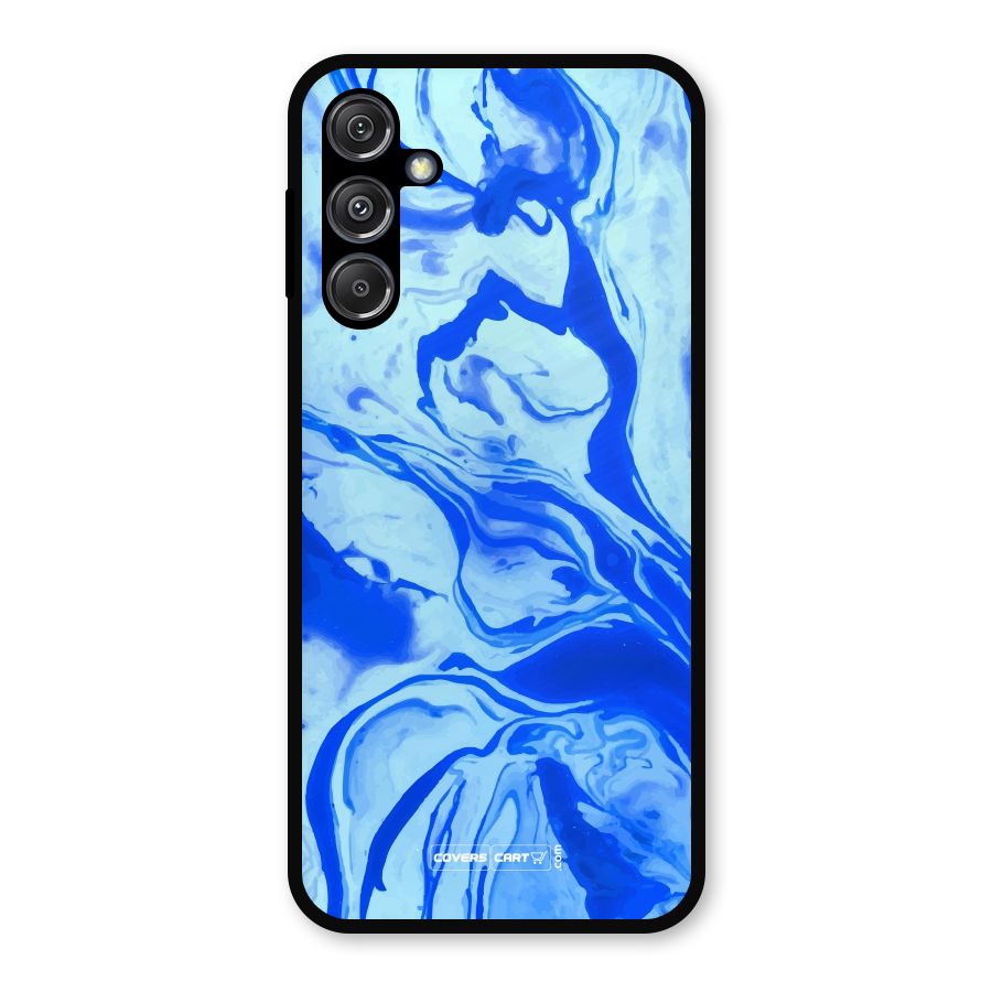 Blaze Blue Marble Texture Metal Back Case for Galaxy M34 5G