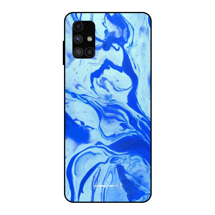 Blaze Blue Marble Texture Metal Back Case for Galaxy M51