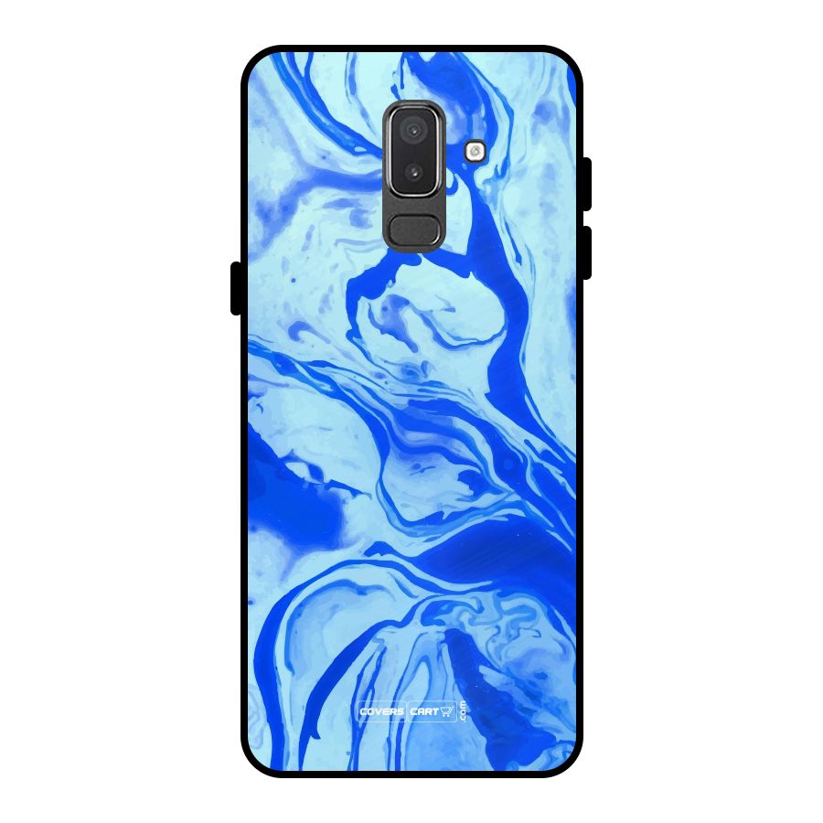 Blaze Blue Marble Texture Metal Back Case for Galaxy On8 (2018)