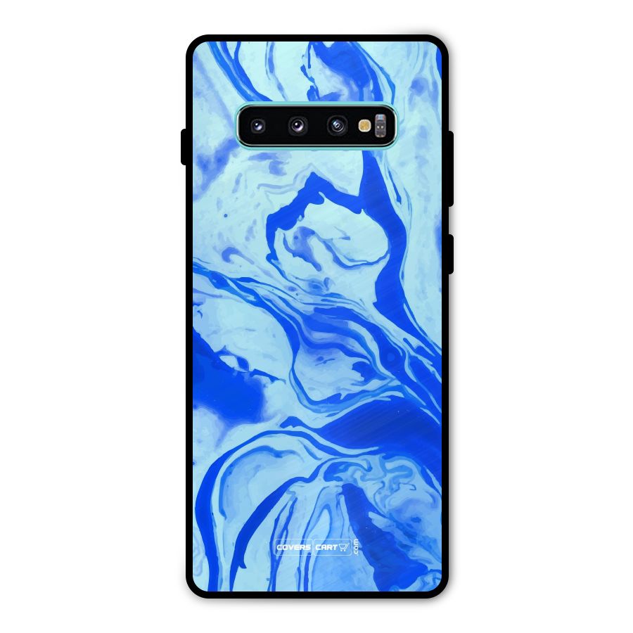 Blaze Blue Marble Texture Metal Back Case for Galaxy S10 Plus