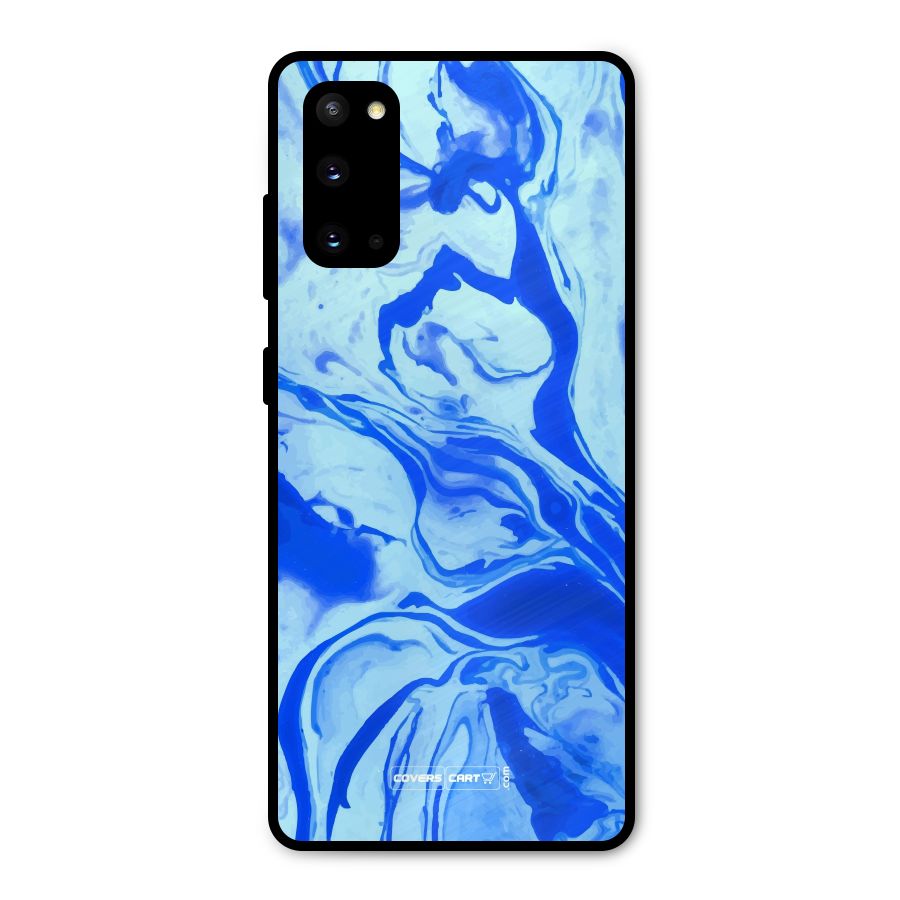 Blaze Blue Marble Texture Metal Back Case for Galaxy S20