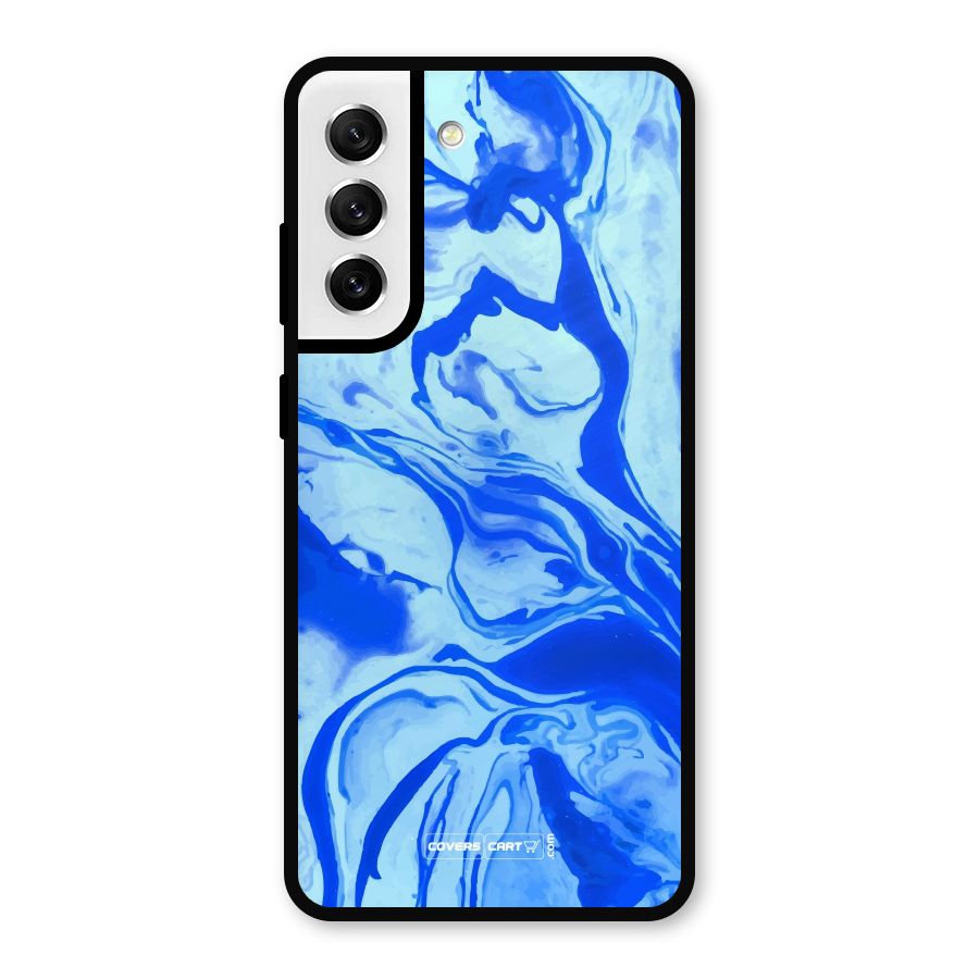 Blaze Blue Marble Texture Metal Back Case for Galaxy S21 FE 5G