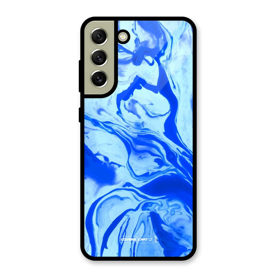 Blaze Blue Marble Texture Metal Back Case for Galaxy S21 FE 5G (2023)